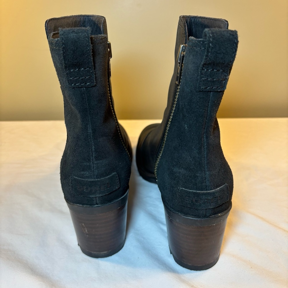 SOREL Women’s Cate Leather Black Waterproof Ankle Booties Shoes Size 9 - Picture 2 of 6
